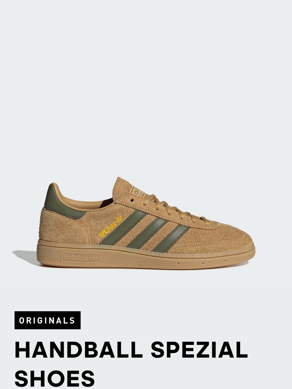 adidas Handball Spezial Suede Sneakers in Tan & Olive Green